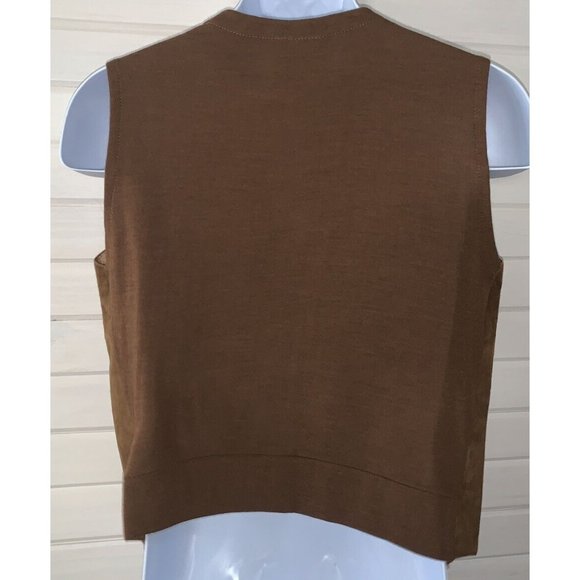 VTG Jack Henry Suede Brown Lined Vest Made In France Acrylic Knit Back VGUC - Picture 5 of 7